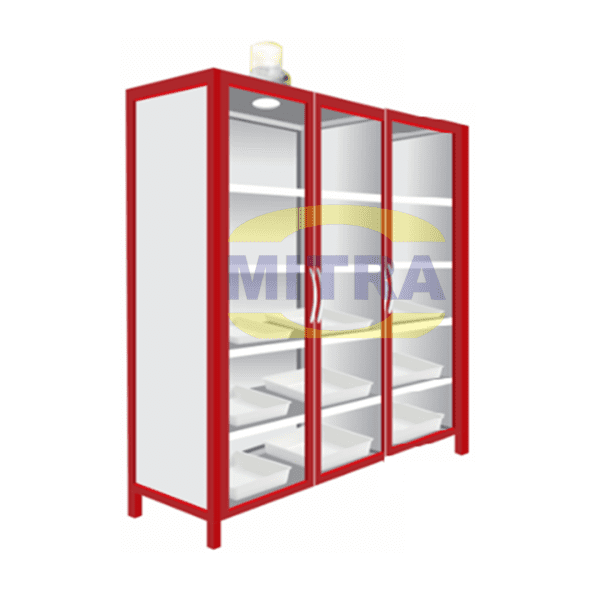 Steel Chemical Storage Cabinet, 3 Glass Doors